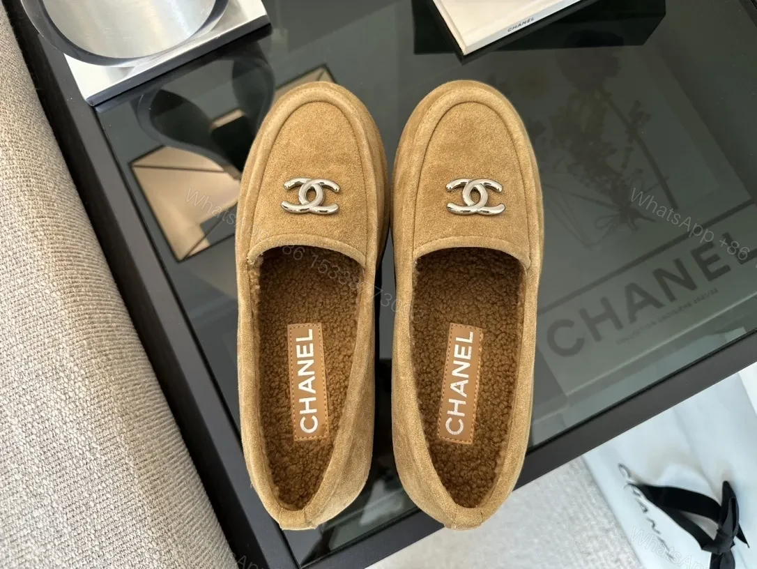 View 3 of Taupe Suede Slip-On Loafers with Twist Logo