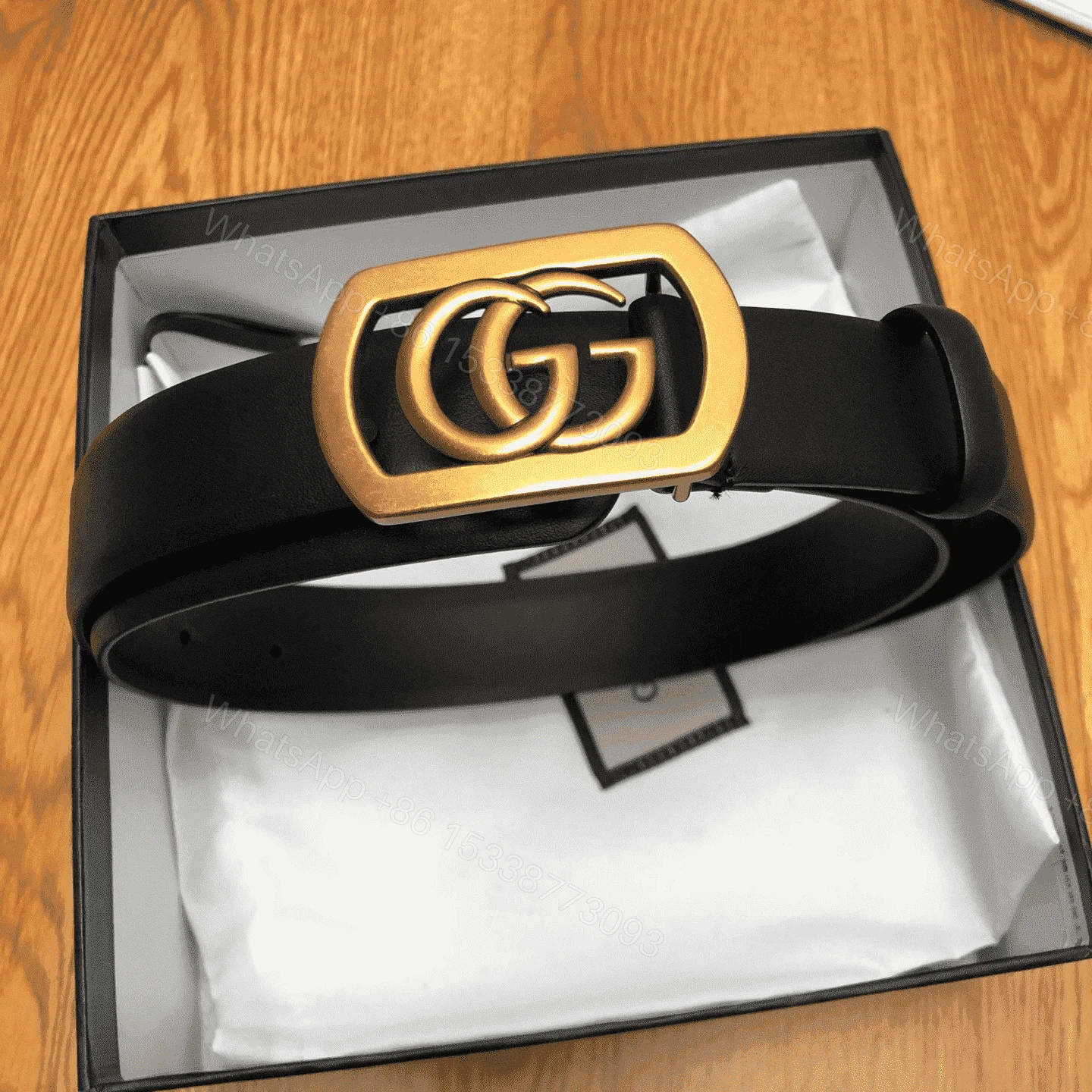 View 2 of GUCCI BELT WITH FRAMED DOUBLE G BUCKLE – B8