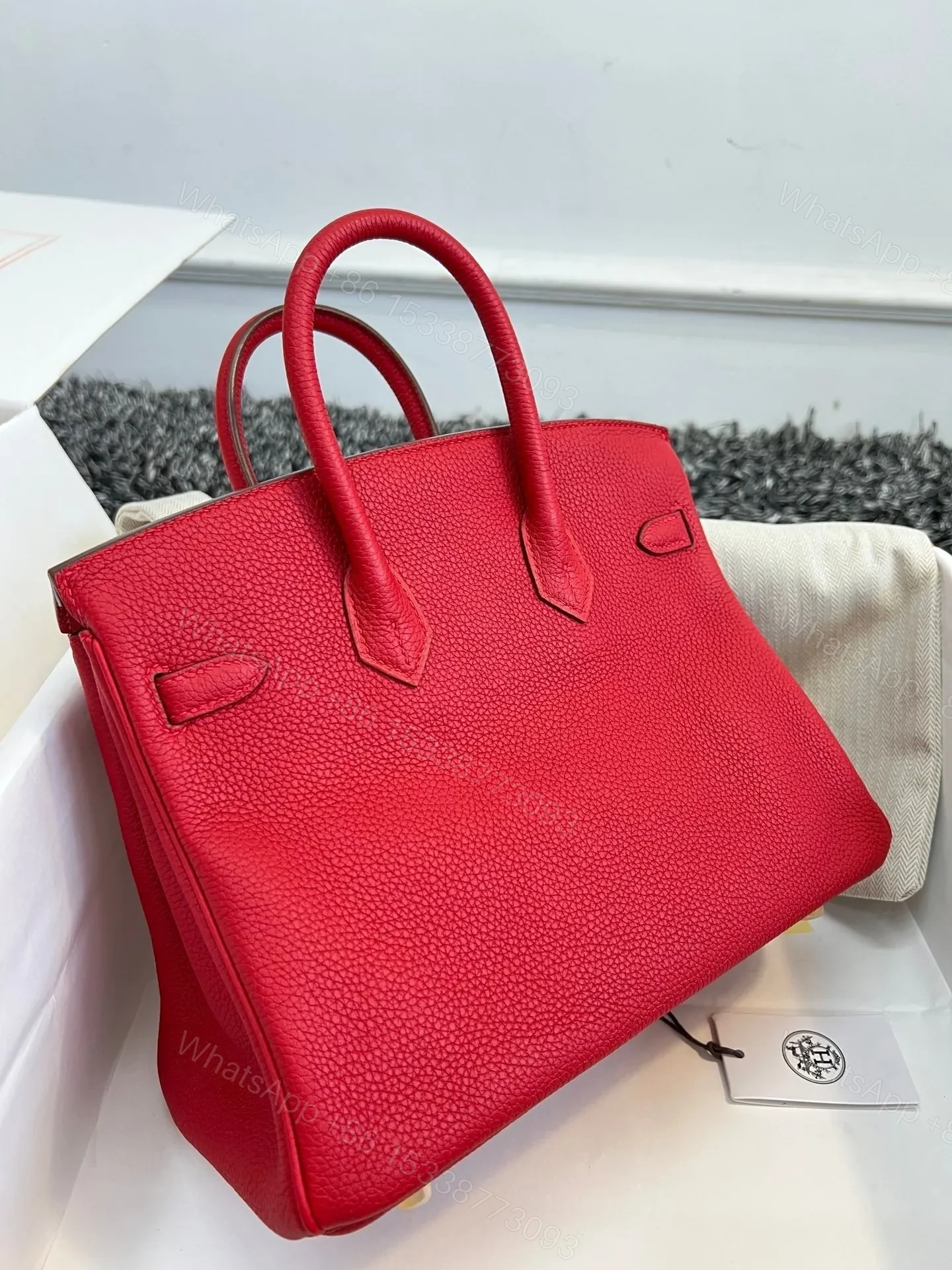 View 3 of HN 25CM RED TOGO LEATHER GOLD HARDWARE