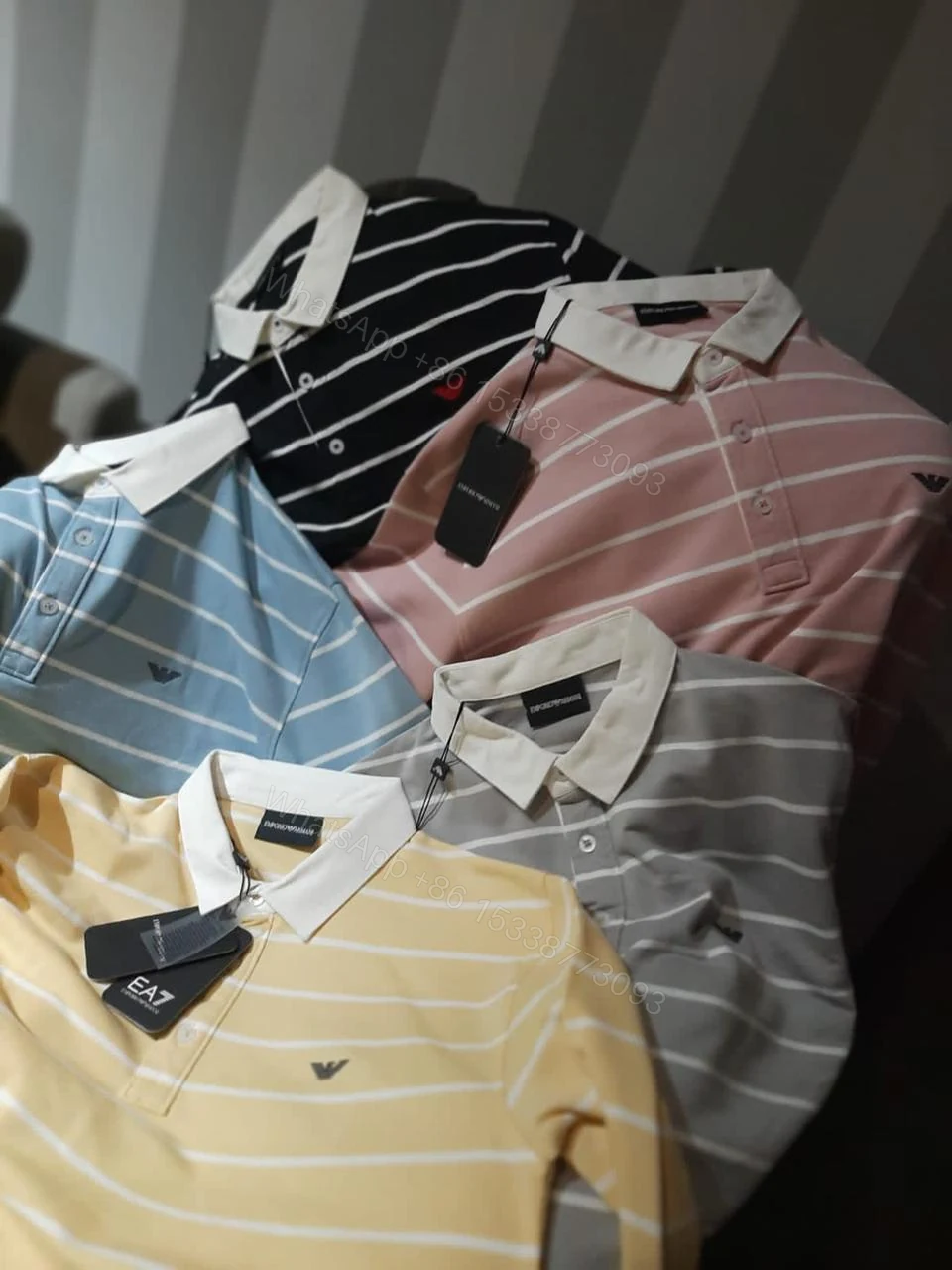 View 7 of First Copy Armani Superior Full Sleeves Cotton Lycra Rugby Polos