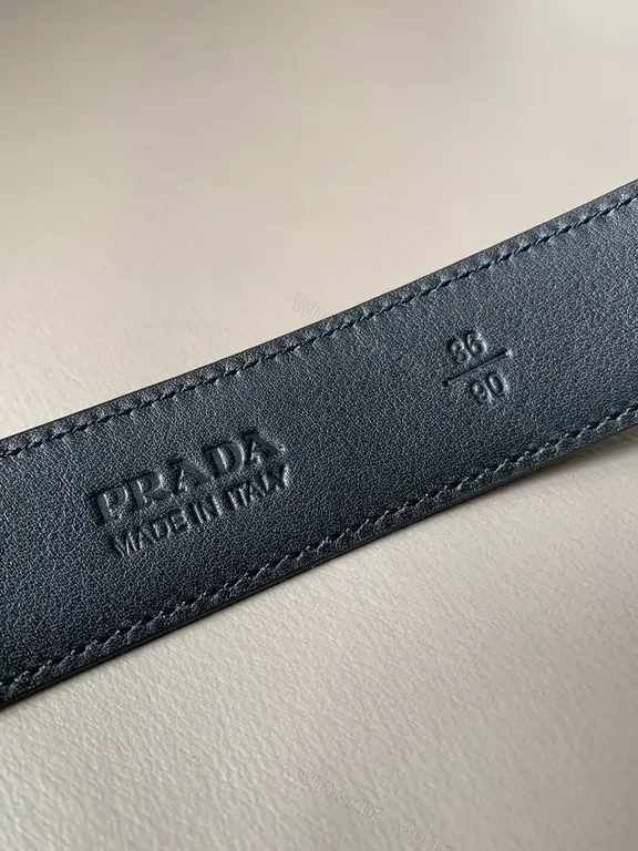 View 5 of PRADA Milano Triangle Belt - Black Calfskin Luxury Belt