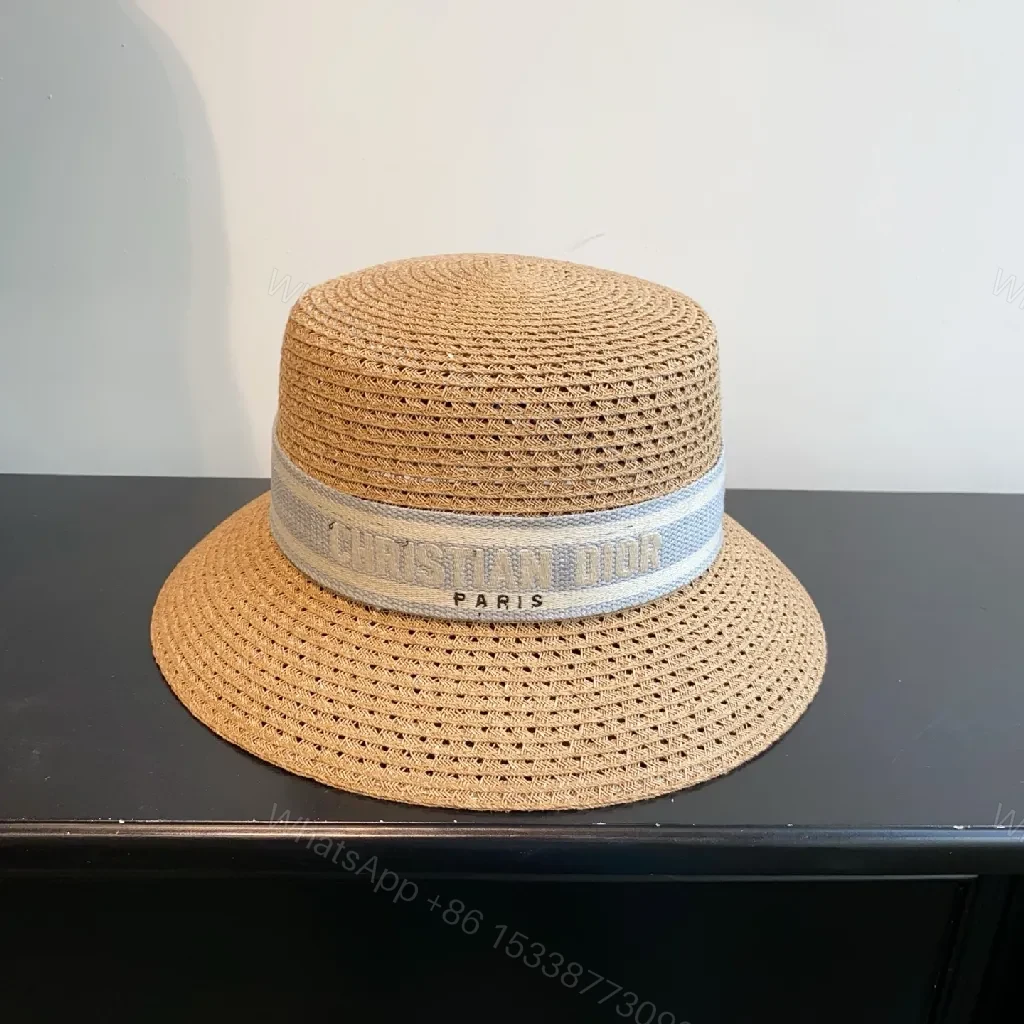 View 5 of Elegant Straw Hat with Dior Band: Effortless Sun-Ready Sophistication