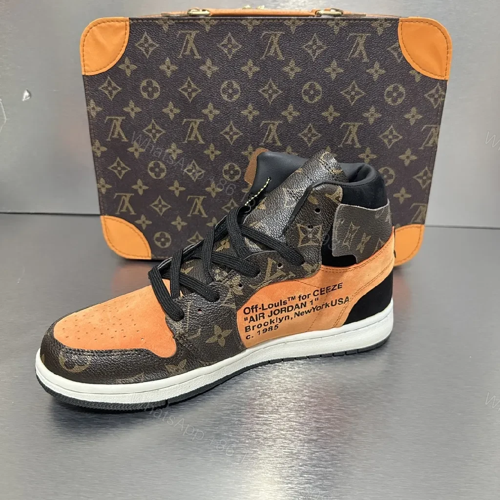 View 3 of Bold Contrast Luxe High-Top Sneakers with Monogram Accents