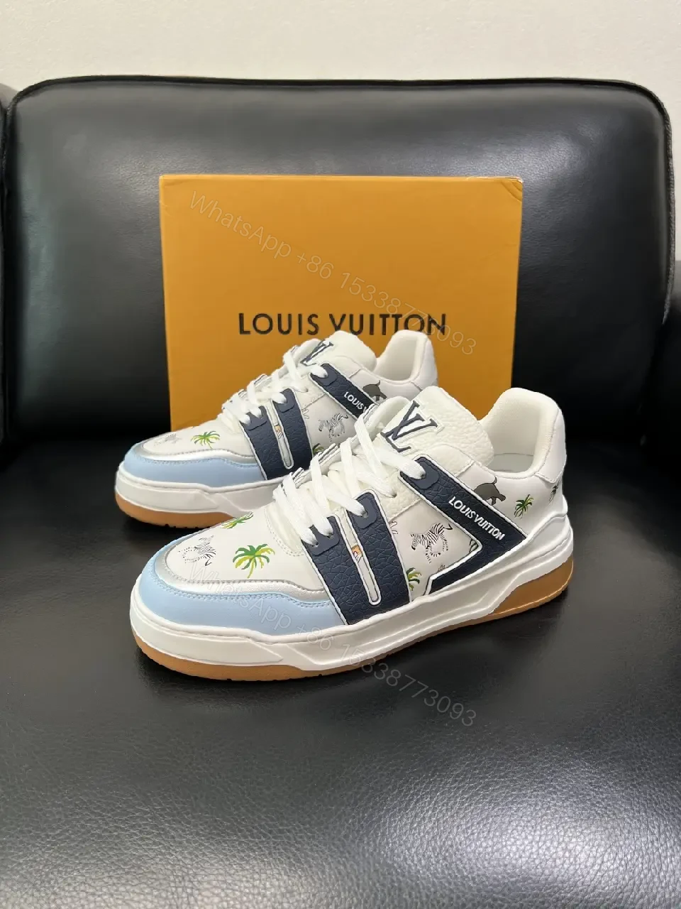 View 4 of Island Luxe Trainer: Premium Leather, Palm-Trim Sneakers
