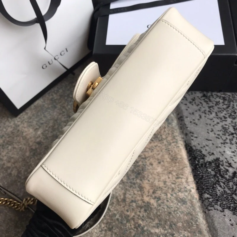 View 5 of Gucci GG Marmont Mini Shoulder Bag White Matelassé 22Cm 446744 DTDIT 9022