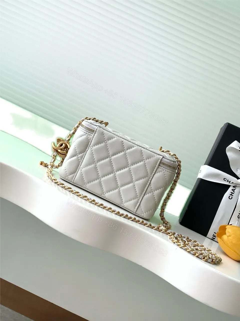 View 4 of Quilted Crossbody: Luxury Silver-Tone Hardware, Compact Style