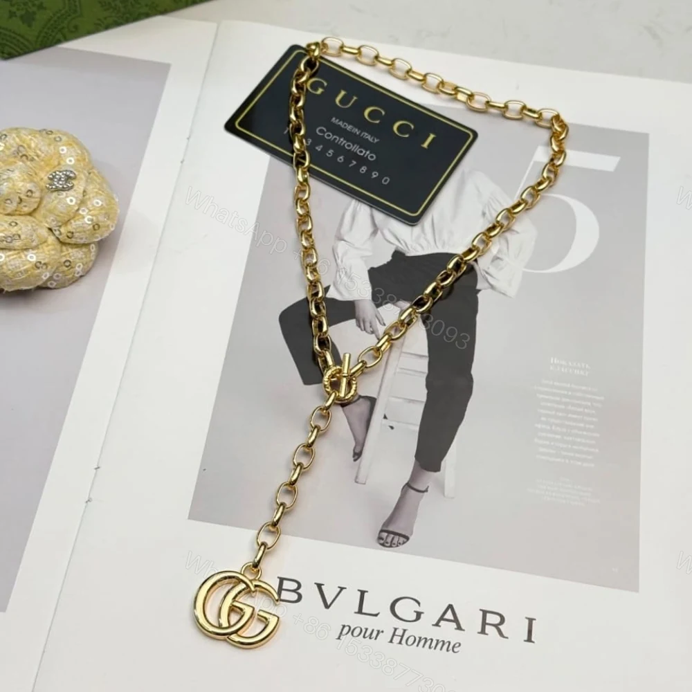 View 4 of Gucci GG Marmont Pendant Chain Necklace Gold ‎63865 I8157 8027