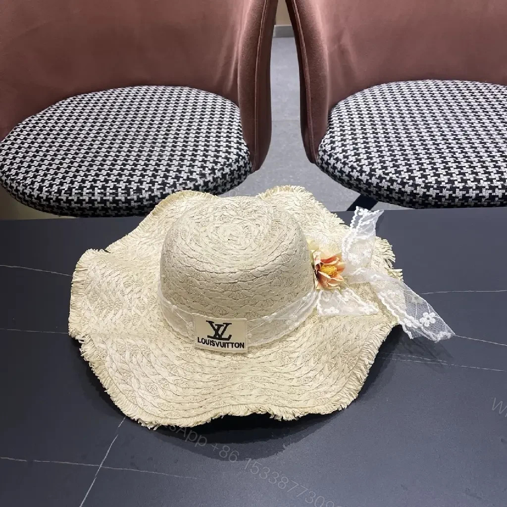 View 11 of Straw Sun-Kissed Style Hat with LV Emblem