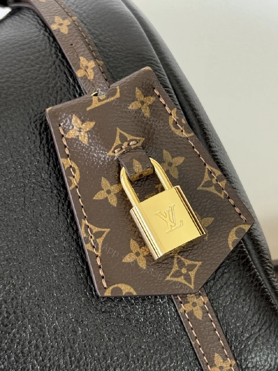 View 9 of Structured Leather Satchel: Monogram Accents, Gold Hardware, Everyday Utility