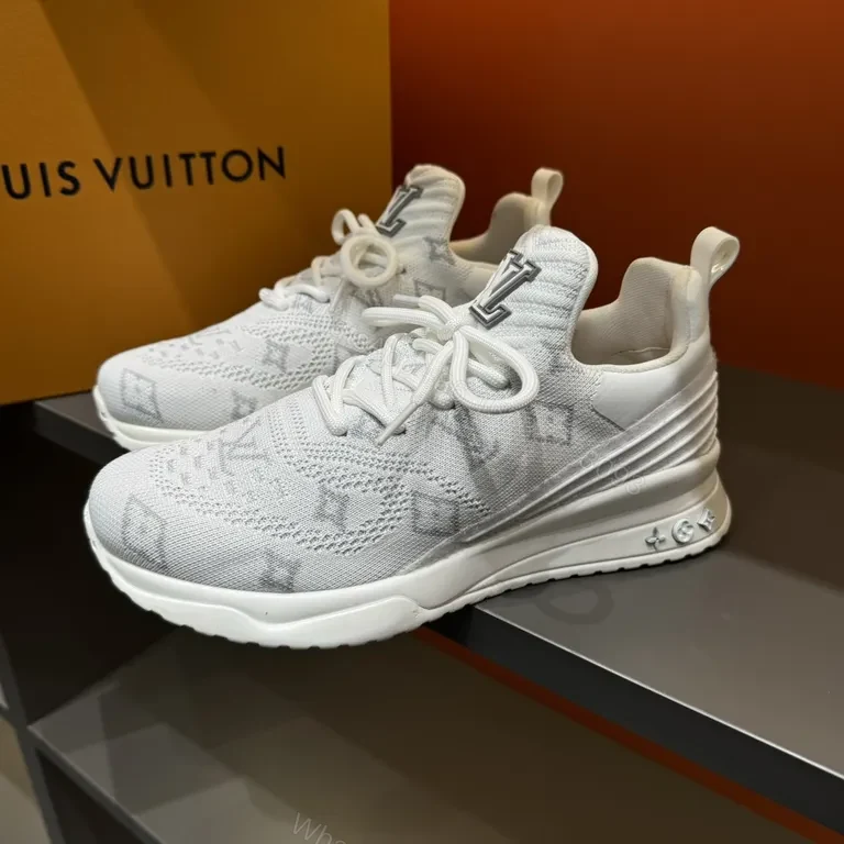 View 3 of Textured Knit Luxury High-Tops: Subtle LV Minimalist Sneakers