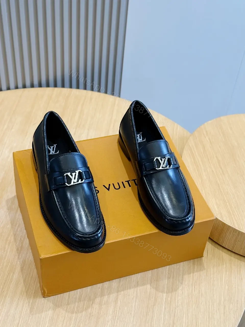 View 9 of Black Leather Loafer with LV Logo Buckle Product Type: Loafer