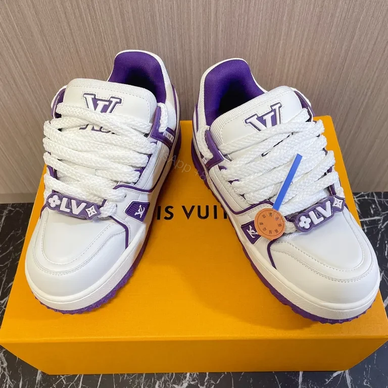 View 6 of Boldly Refined LV-Inspired Sneaker: White & Violet, All-Day Comfort