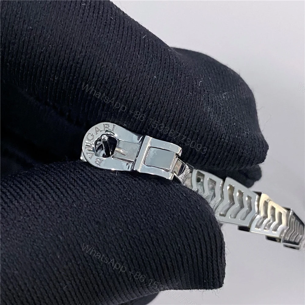View 5 of Bvlgari 18k White Gold Serpenti Viper Earrings Full Paved Diamonds 348320