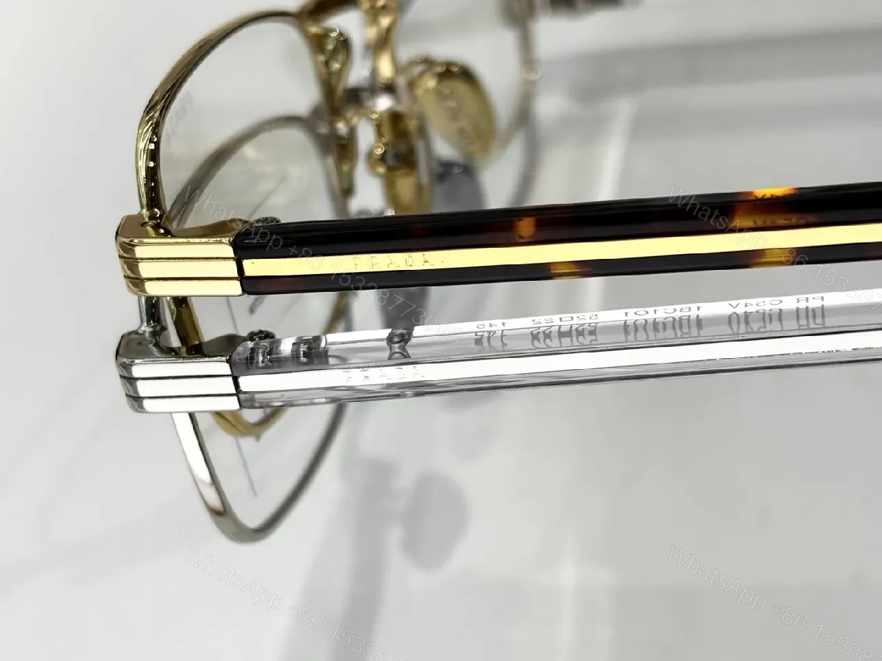 View 9 of Gold-Tone Metal Eyewear, Rectangular, Luxury, Blue-Light, Glasses