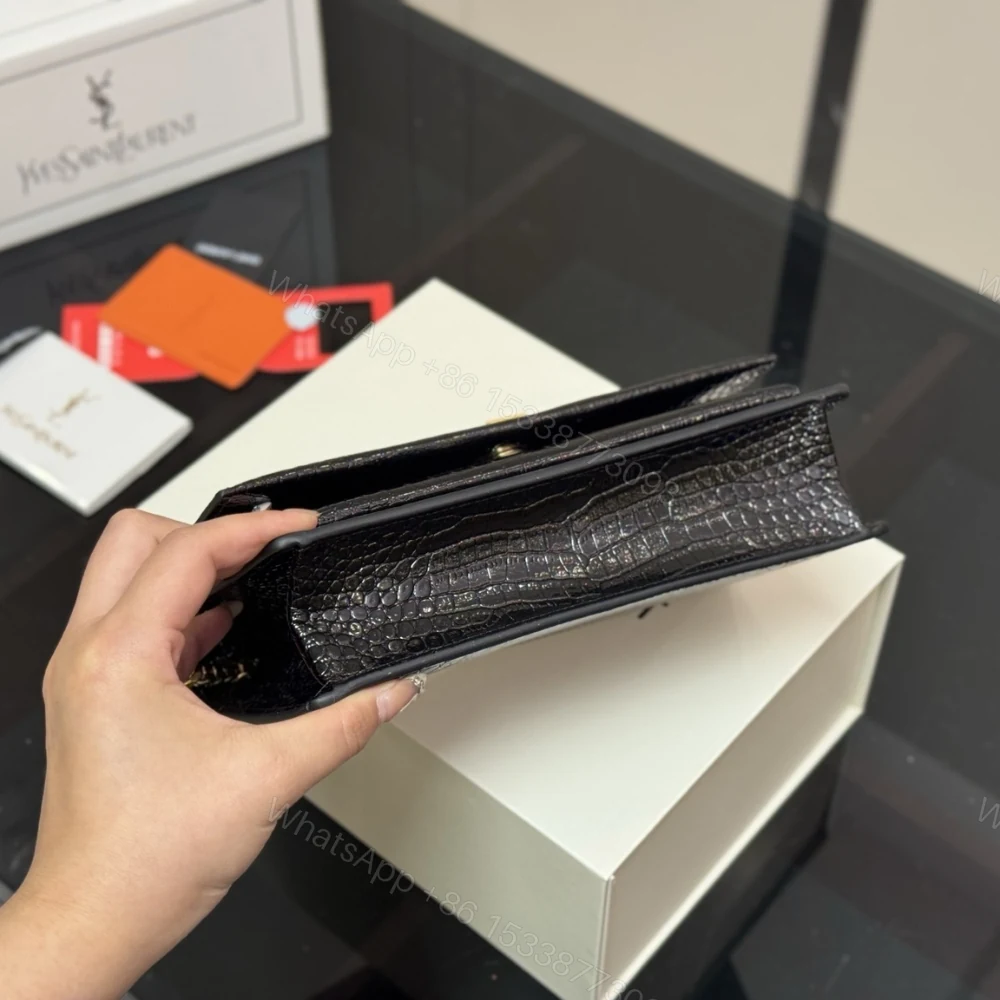View 4 of Saint Laurent Sunset Embossed Clutch Black 22Cm