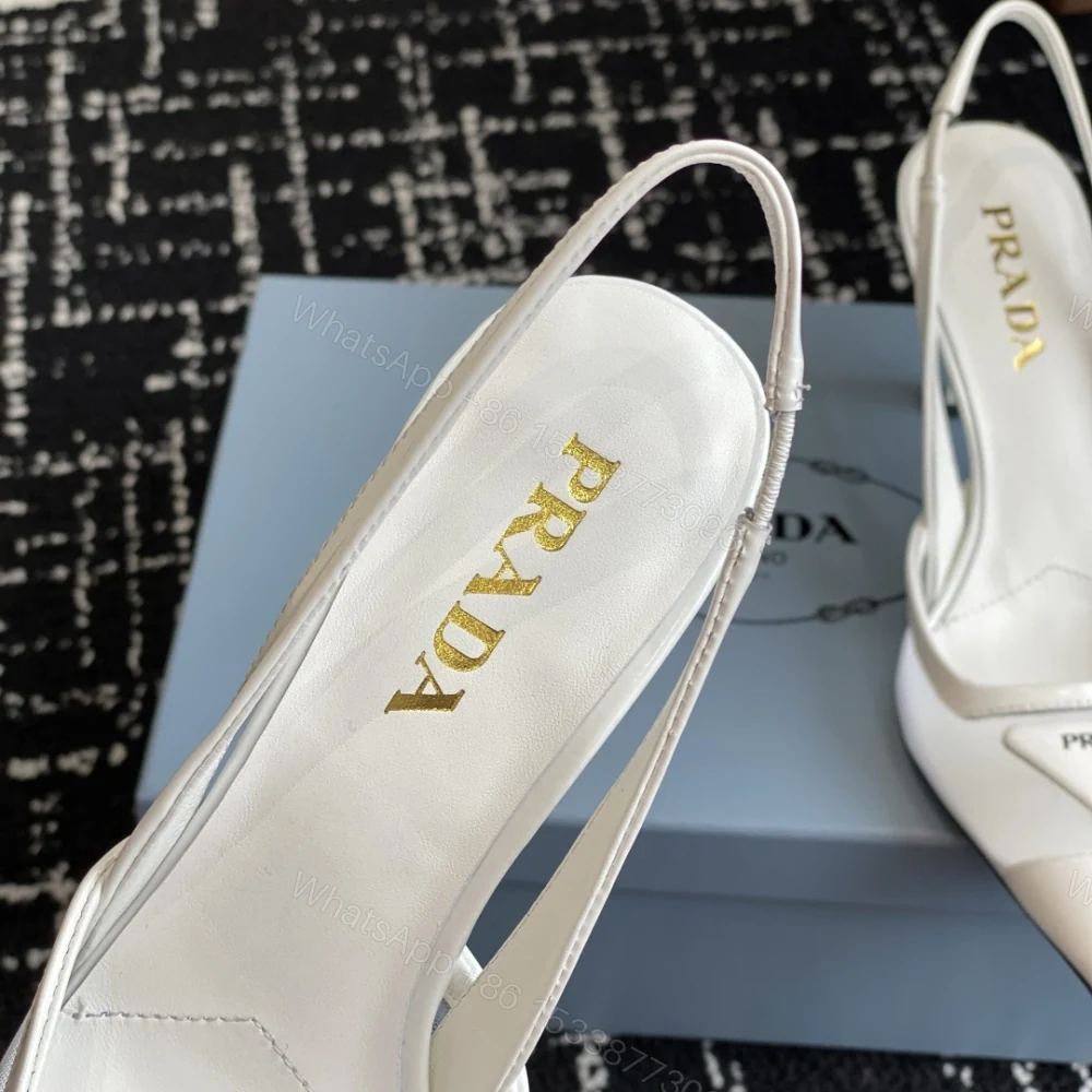 View 8 of 高仿Prada*1I891B尖頭露跟高踭鞋7.5CM白色免檢版