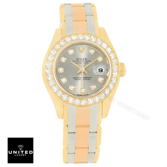 View 6 of Rolex Tridor Pearlmaster Ladies Gold & Diamond 80298-0048 Replica