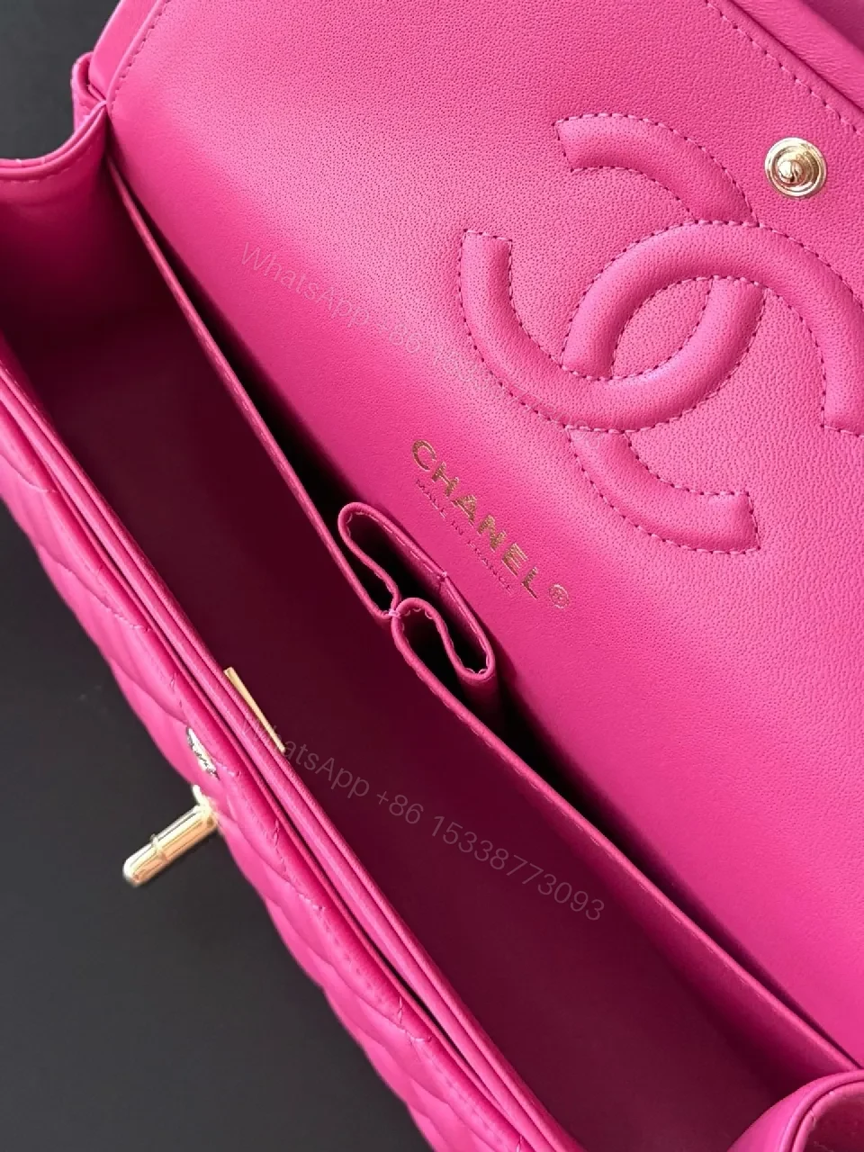 View 2 of Vibrant Pink Quilted Crossbody: Bold Hardware Bag