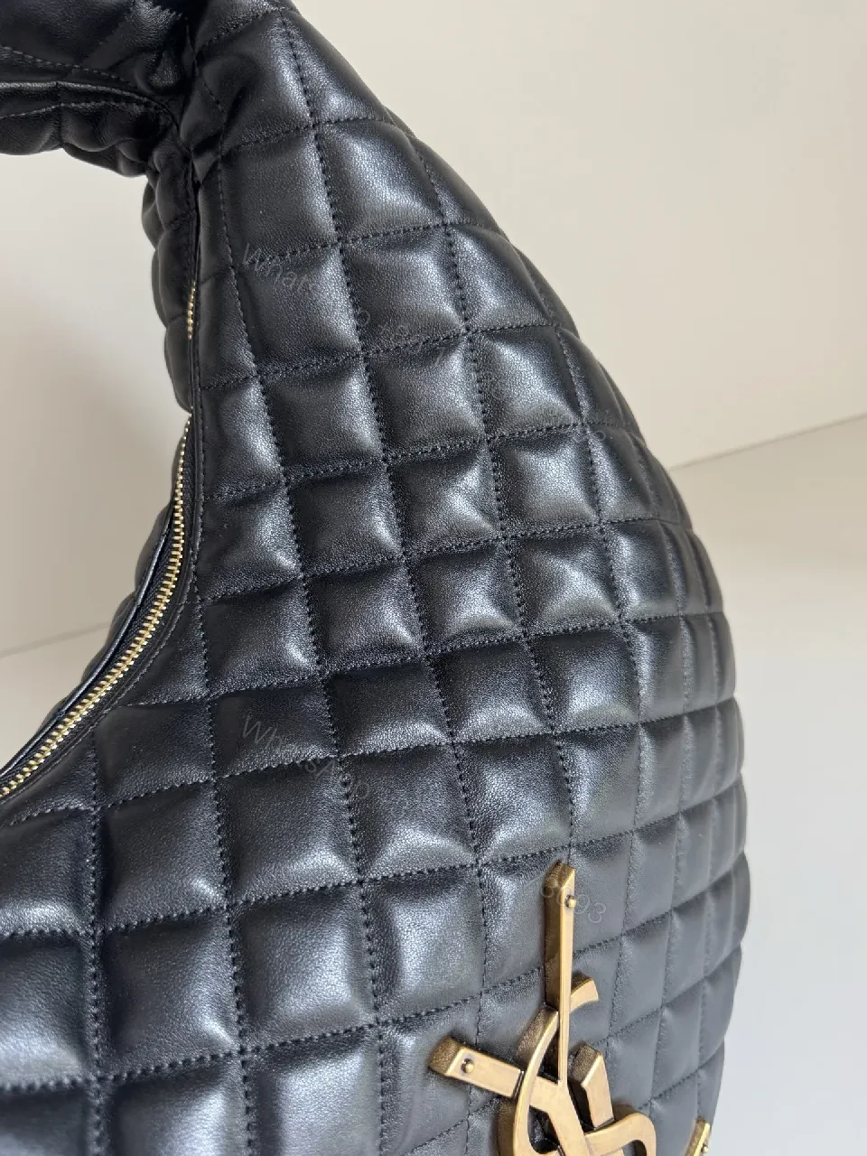 View 9 of Quilted Black Faux Leather Hobo Bag: Luxury, Comfort, Modern Style