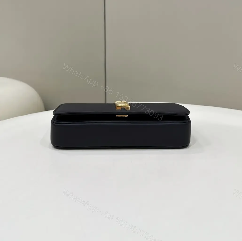 View 7 of Bold Black Leather Mini Bag Set with Gold Chain & Cardholder