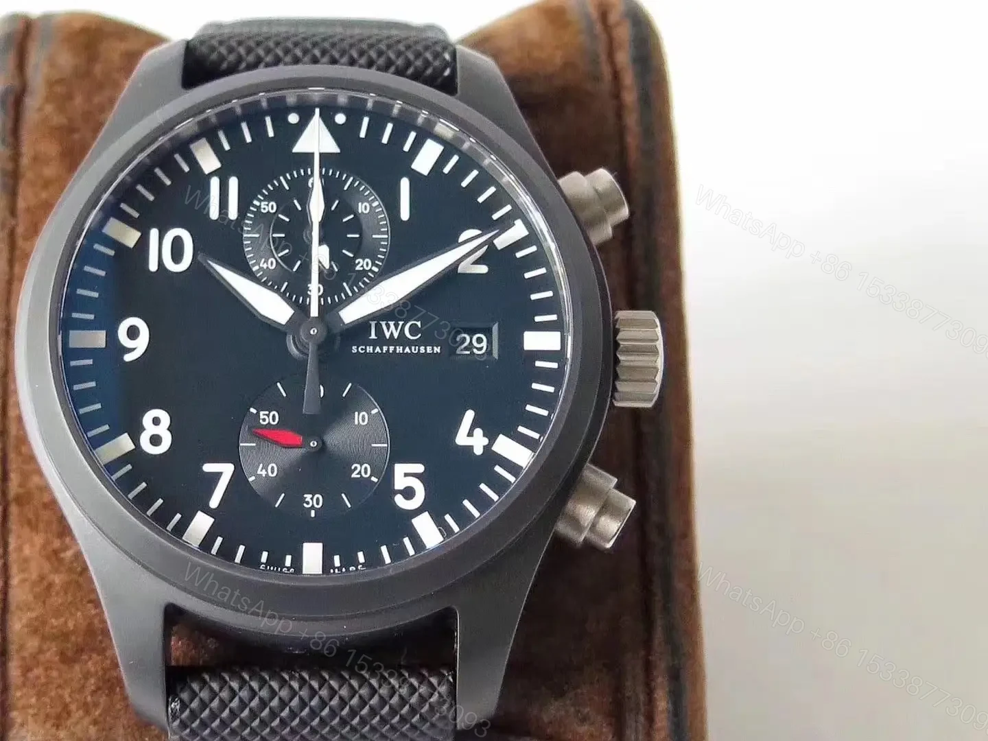 View 5 of IWC Pilot Top Gun Movie Replica Chronograph IW389001 Ceramic Black Dial7750 2022