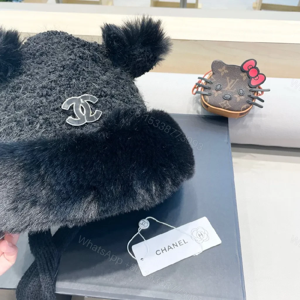 View 5 of Lux Fleece Trim Knit Hat with Signature Emblem
