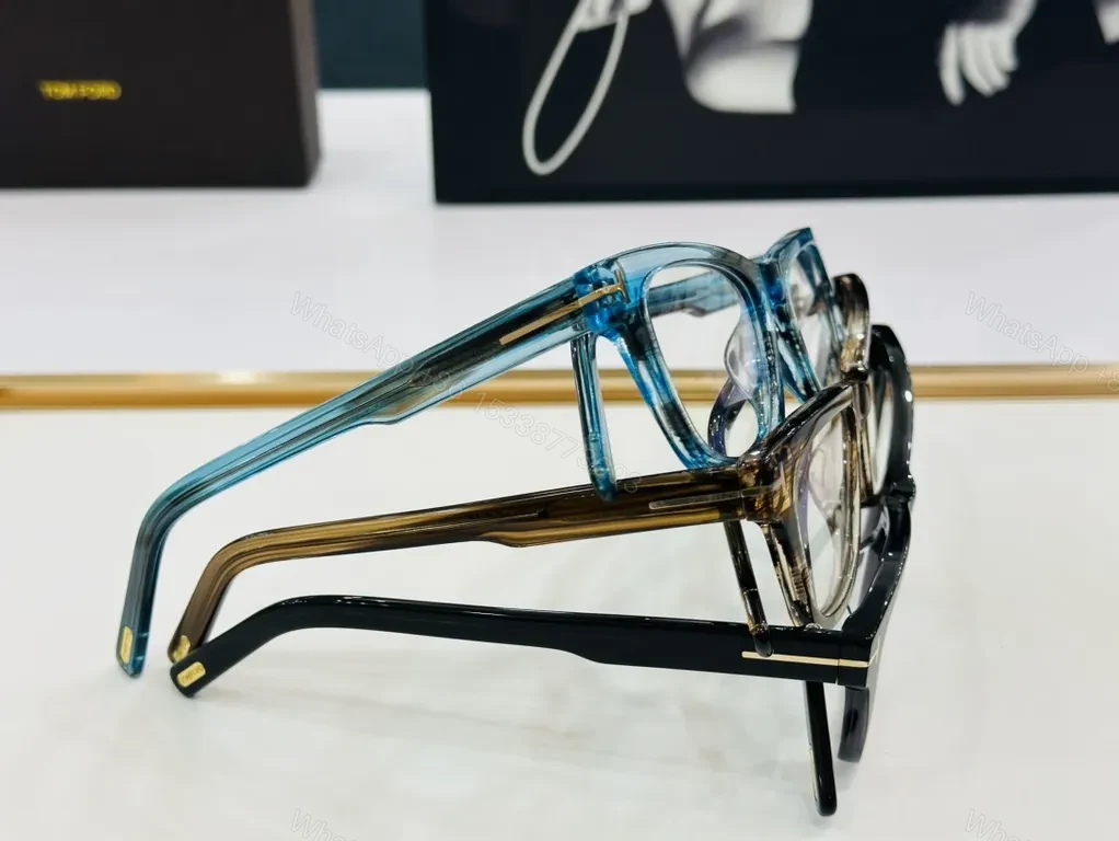 View 7 of Black Acetate Eyeglasses | TOM FORD Luxury + Gold Accents, Full-Rim, All-Day Comfort