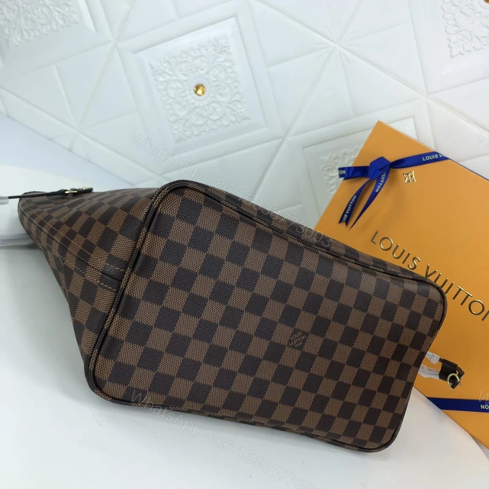 View 3 of Louis Vuitton Damier Ebene Neverfull MM Brown And Light Pink 32Cm N41603