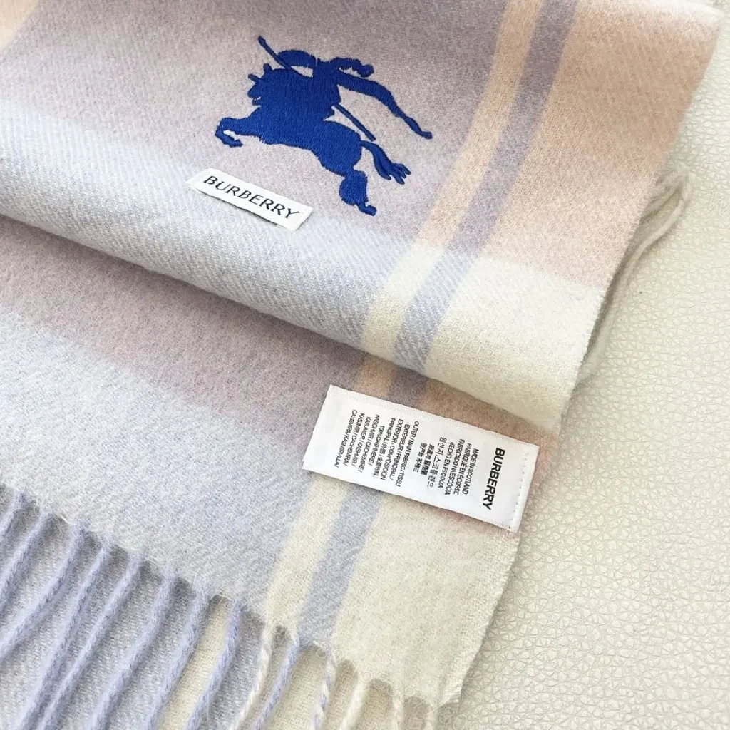 View 3 of Pastel Gradient Wool Scarf with Fringes – Luxury Cozy Accessory