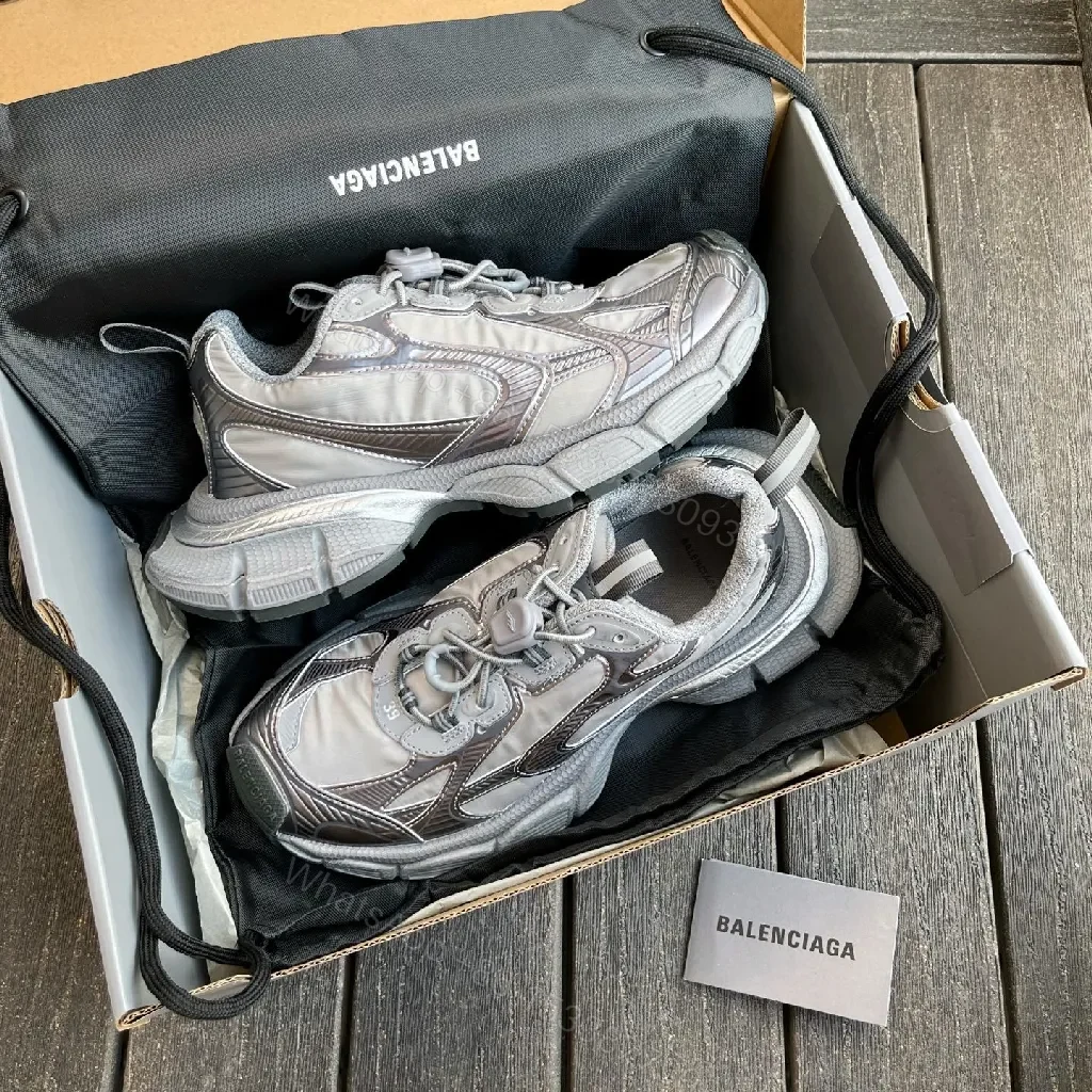 View 5 of Chunky Textured Runner: Silver-Gray Leather, Modern Luxe Comfort Sneakers
