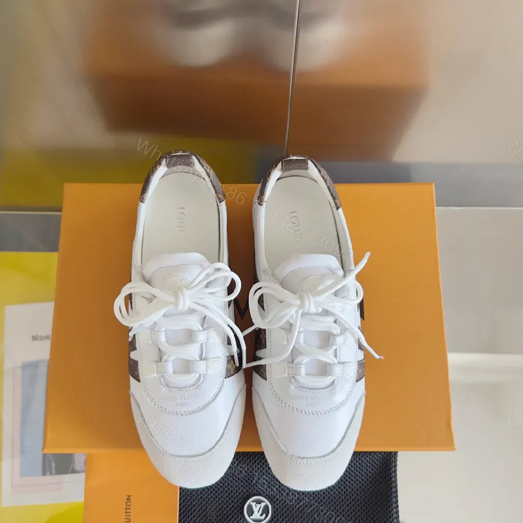 View 9 of White Leather Suede-Accent Sneakers: Modern Luxury Everyday Wear