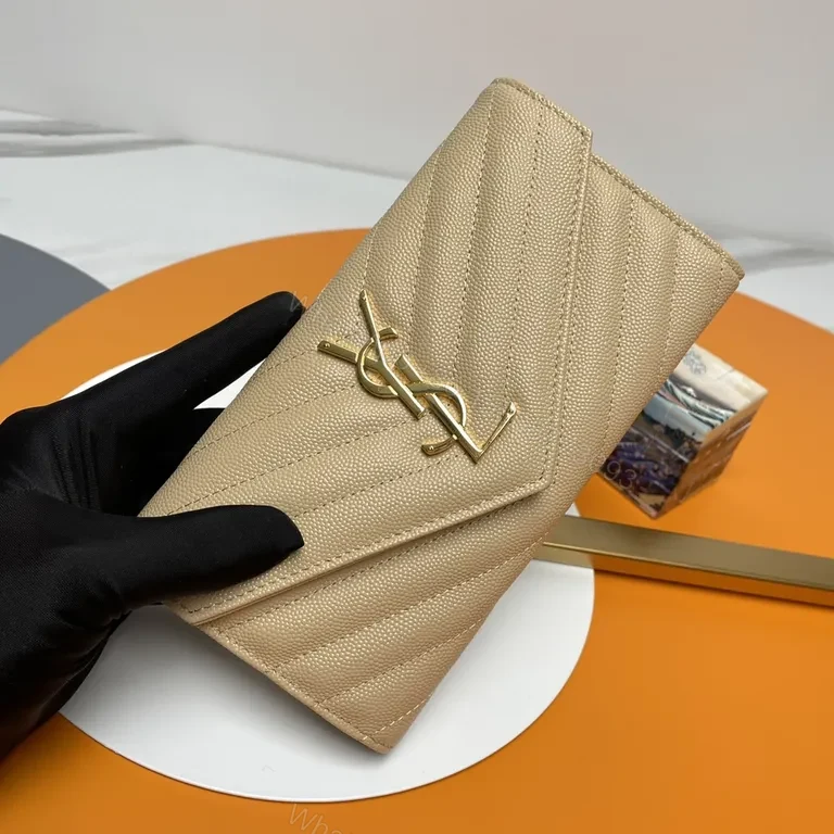 View 8 of Chic Quilted Envelope Bag with Gold YSL Monogram - Luxury Crossbody
