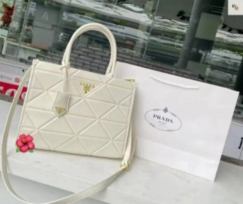View 4 of First Copy Prada Ladies Quilted Tote Bag White Premium Handbag