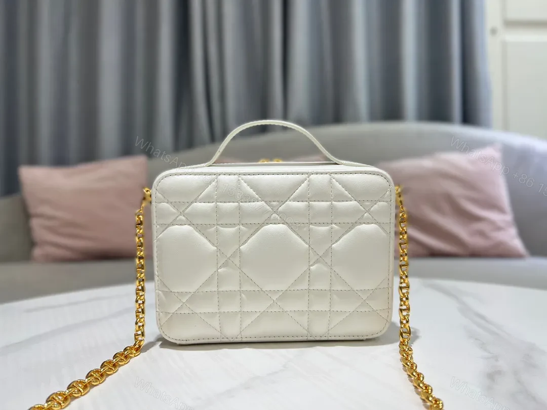 View 6 of Dior Plaid Replica 1:1 High Quality Handbag Smooth White Leather 18cm