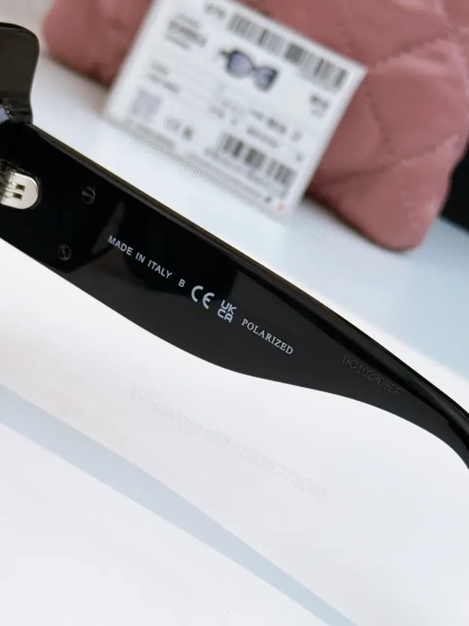View 6 of Oversized Black Acetate Sunglasses with Gold Logo Details