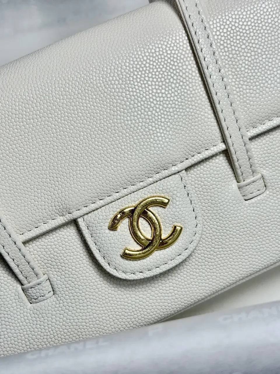 View 7 of Ivory Pebbled Calfskin Satchel: Compact Luxury Bag