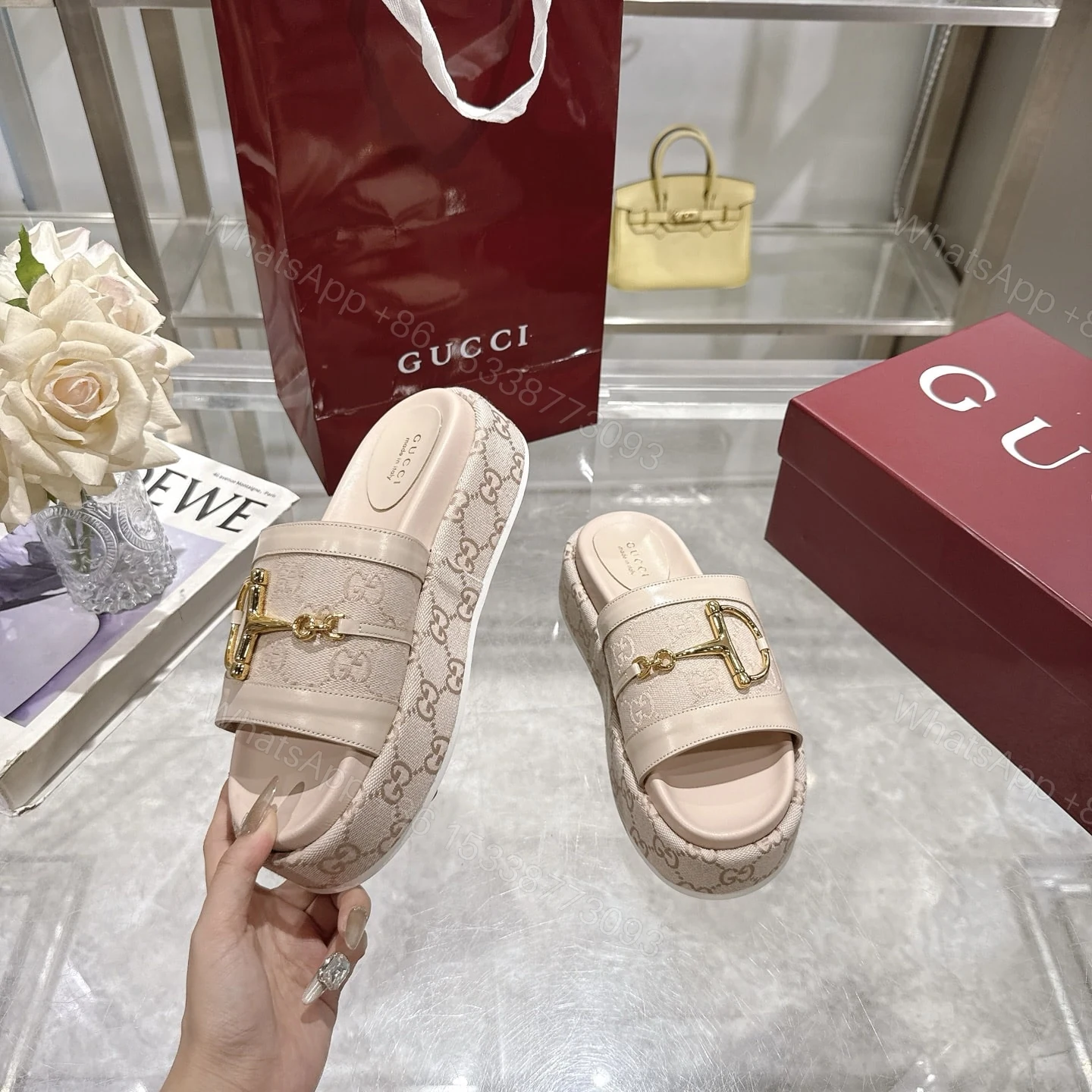 View 5 of GUCCI WOMEN’S PLATFORM SLIDES WITH HORSEBIT BEIGE
