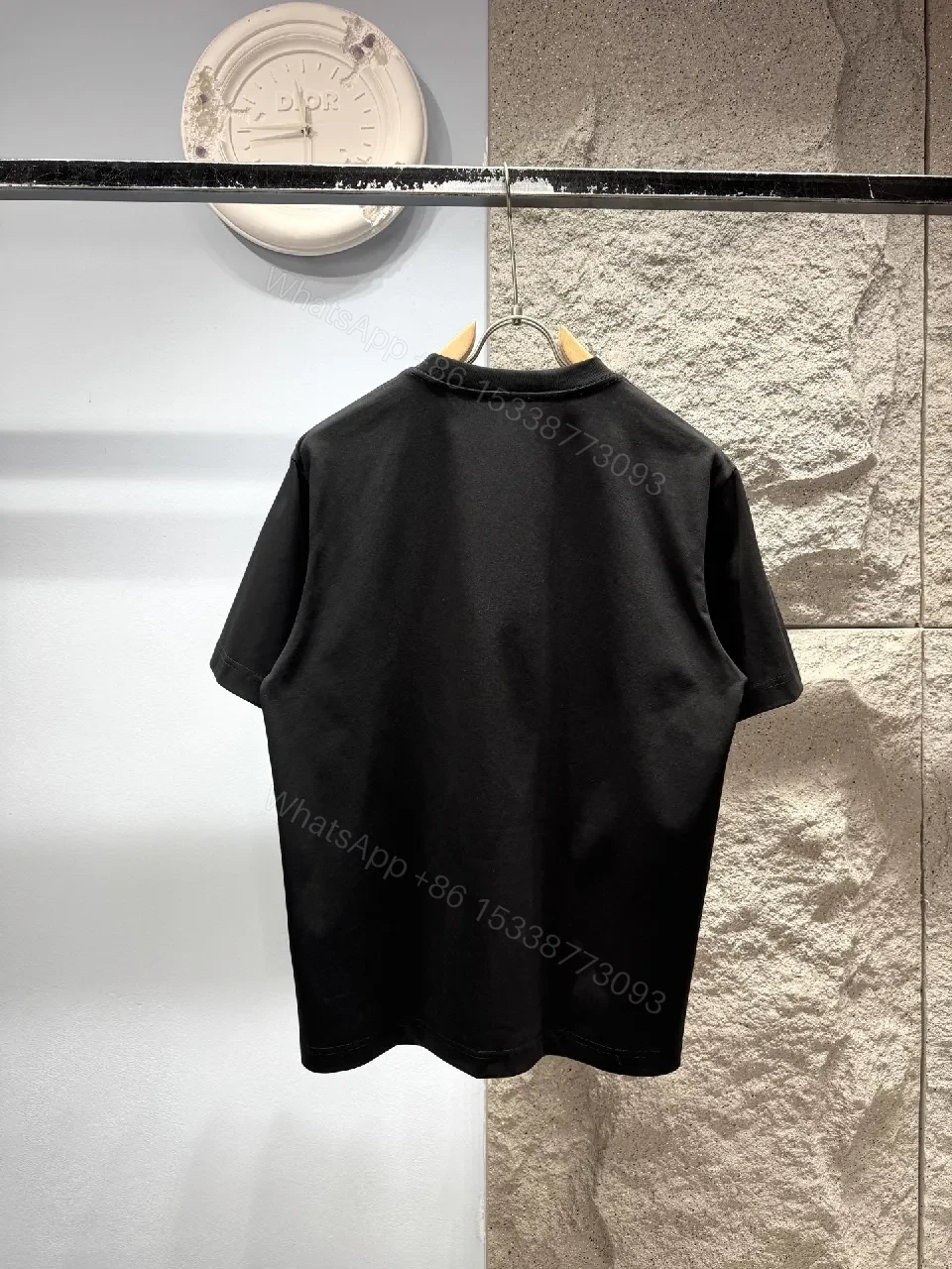View 9 of Black Cotton Tee | Textured Graphic Streetwear Style + Bold Logo Detail