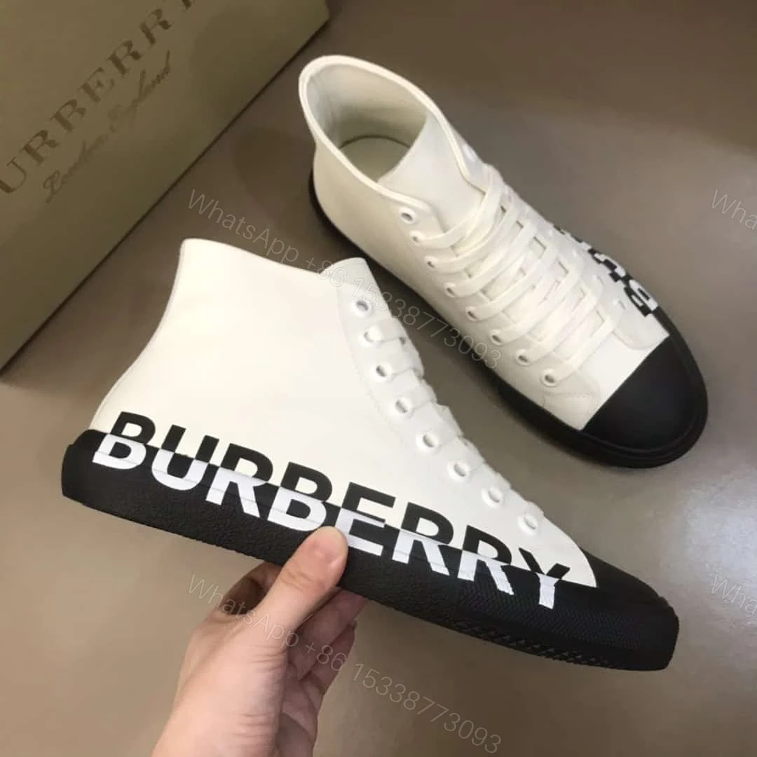 View 6 of BURBERRY LOGO PRINT GABARDINE HIGH-TOP SNEAKERS – BBR32