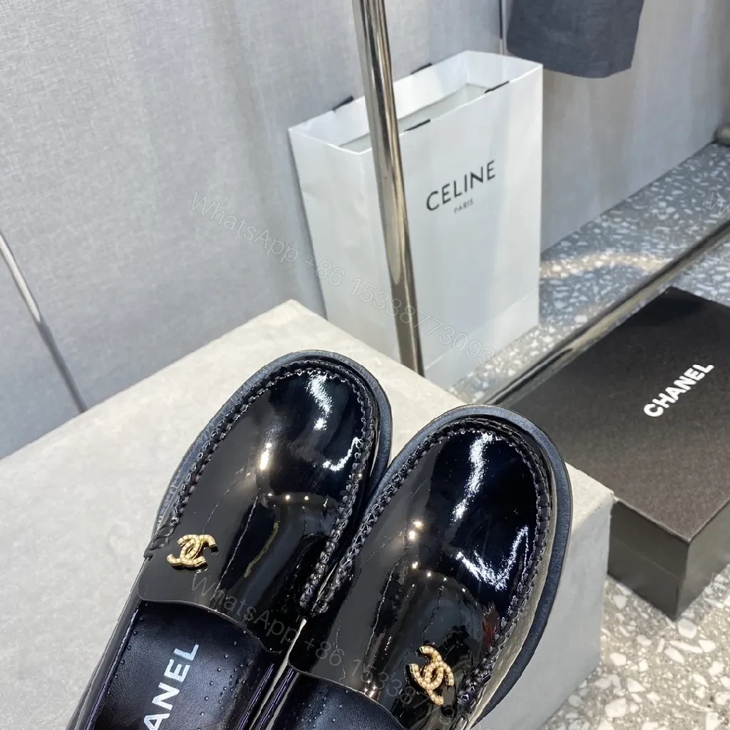 View 3 of Patent Leather Loafer: Chic Shine, Couture Hardware, Slip-On Slim Sole