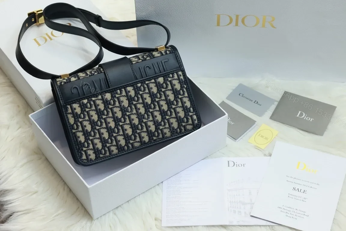 View 9 of Crossbody Bag: Monogram Pattern, Black Leather, Compact, Gold Clasp