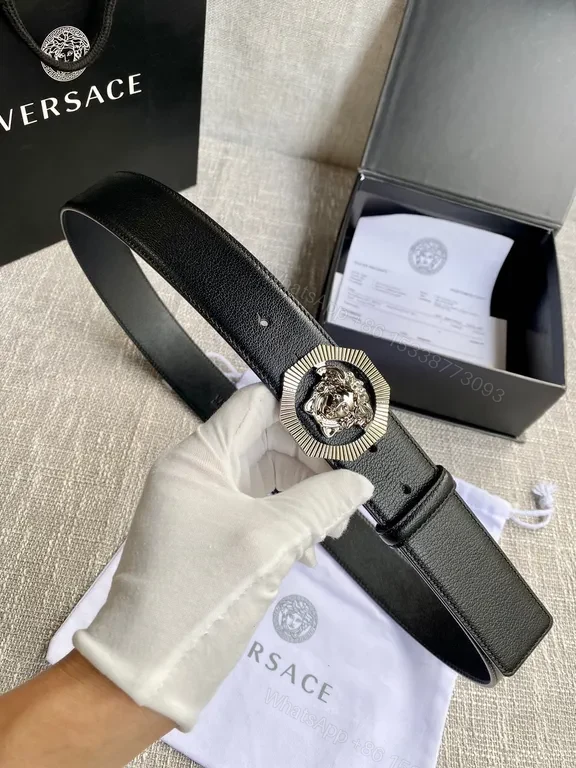 View 8 of Iconic Medusa Buckle Belt â€“ Premium Leather, Luxury Metallic Buckle