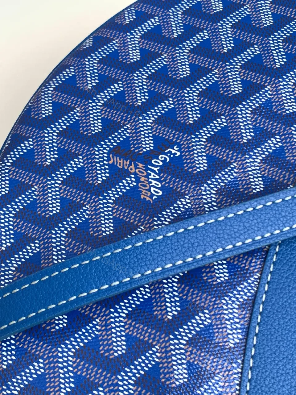 View 7 of Blue Textured Crossbody Bag in Royal Blue Leather