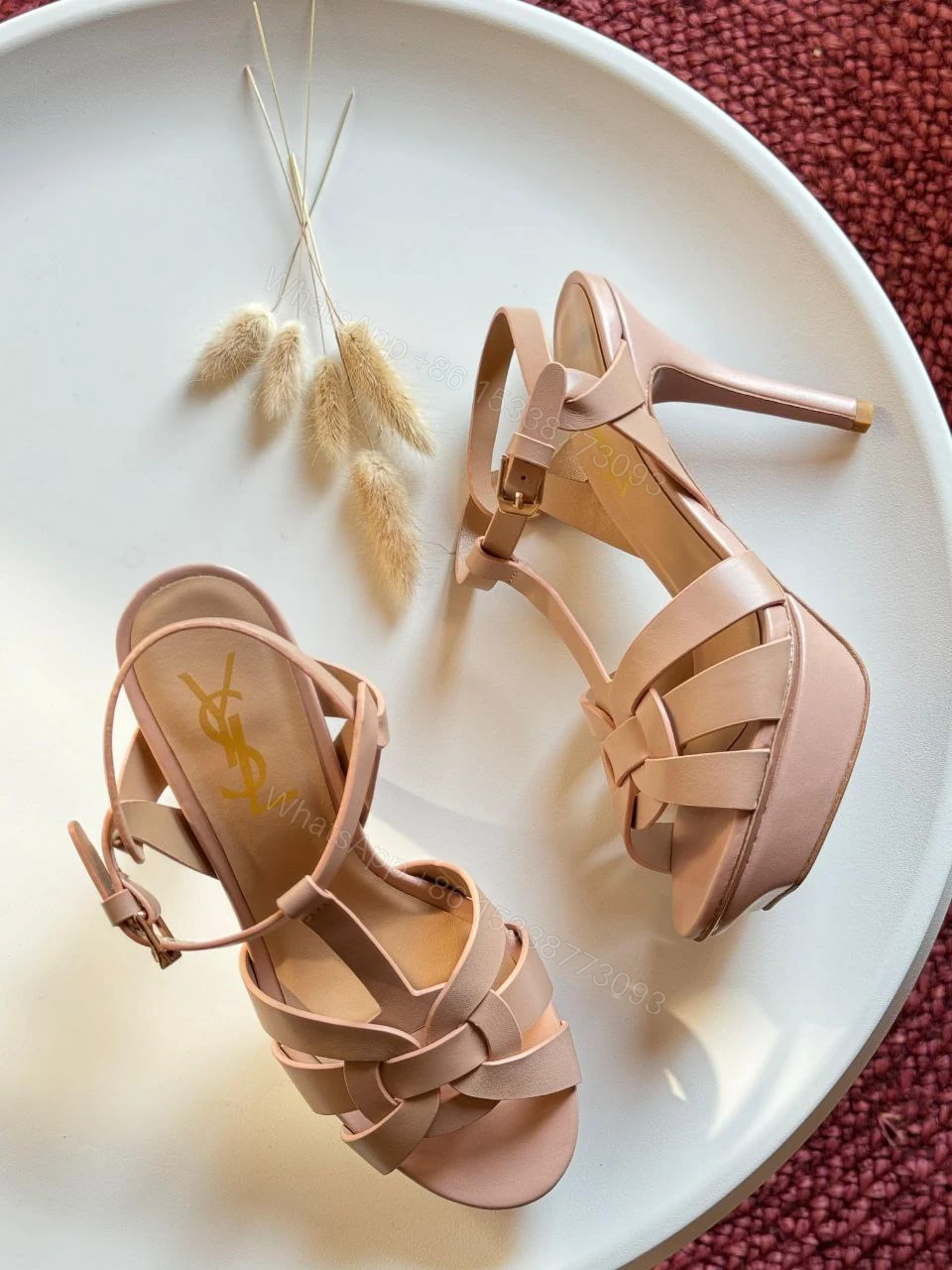 View 4 of Saint Laurent Dusty Leather Tribute Sandals