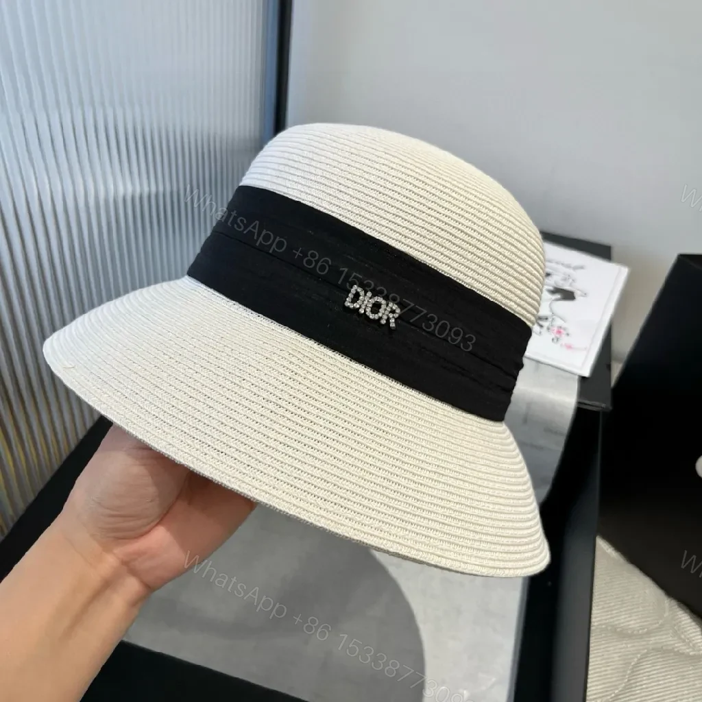 View 6 of White Straw Hat Black Band Ultra-Luxe Sun Artistry