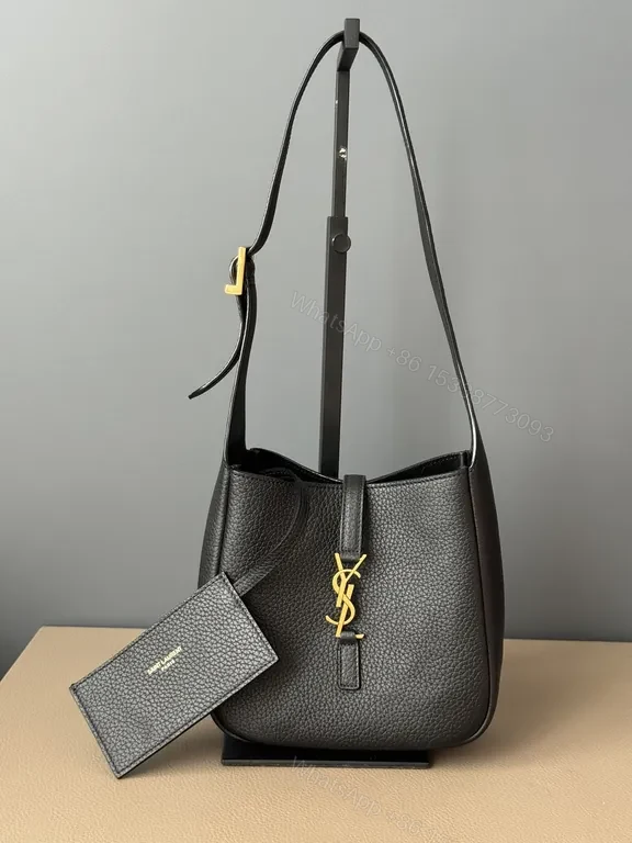 Structured Leather Hobo with Gold YSL Accent â€“ Everyday Carry Bag — view 1