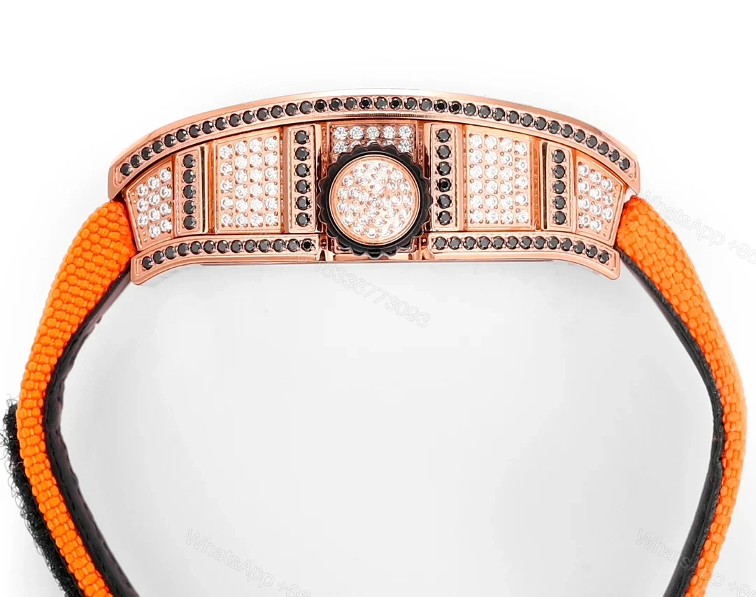 View 7 of Richard Mille RM26-01 Panda Tourbillon Watch Orange Strap Full Diamond Panda Art Dial 18K White Gold National Treasure Mechanical Edition RM26-01-PND-ORS