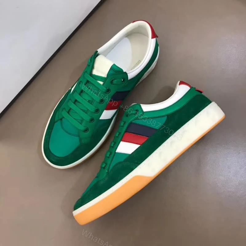 View 5 of GUCCI MEN’S GREEN LEATHER AND NYLON SNEAKERS – GC61