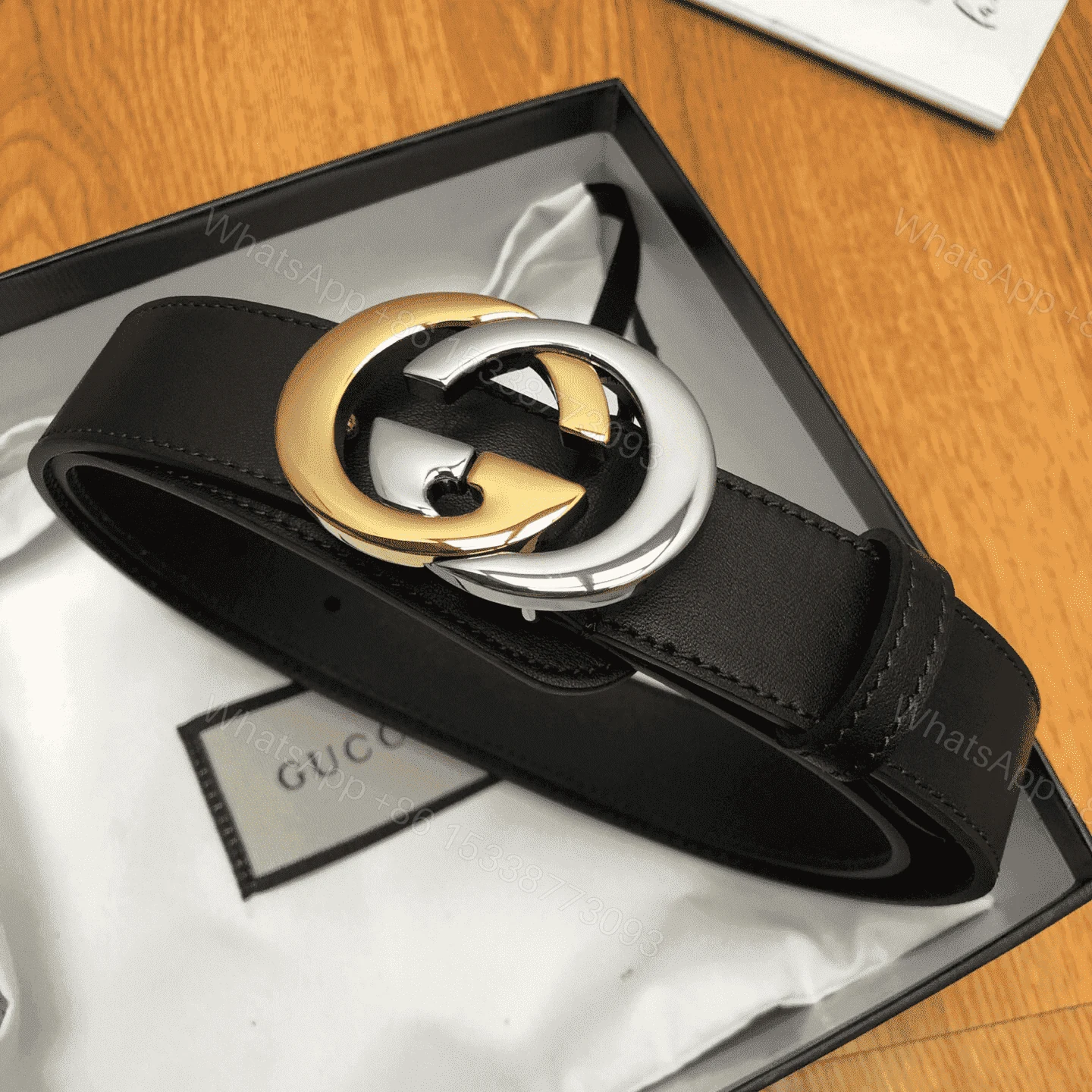 View 2 of GUCCI GG LEATHER LOGO BELT – B6
