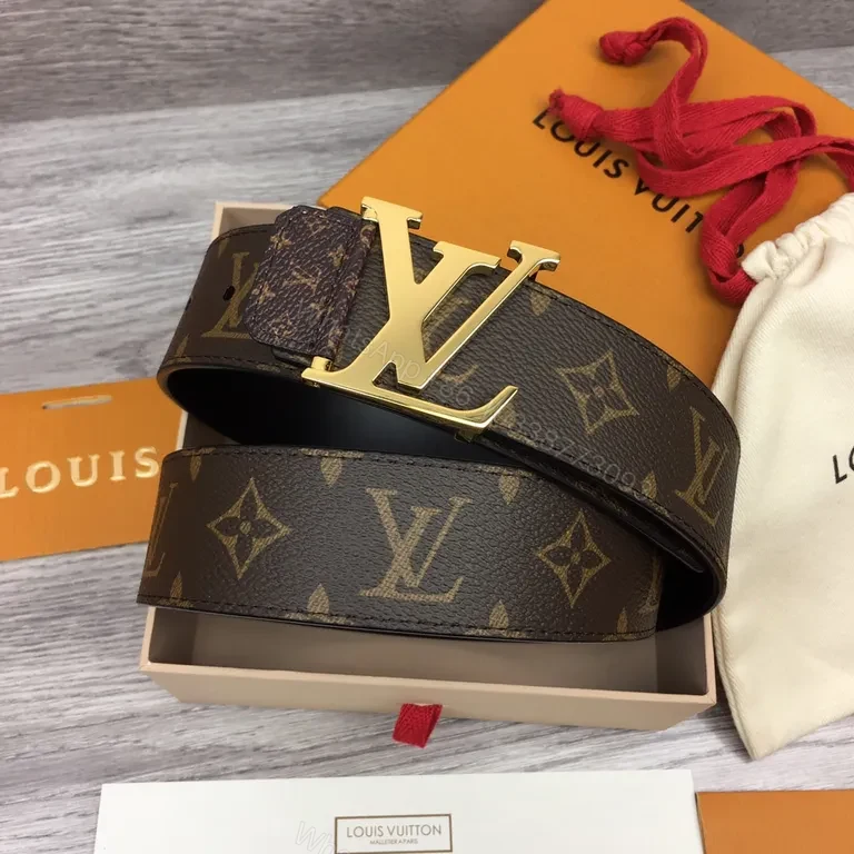 Louis Vuitton Monogram Belt with Gold LV Buckleâ€”Versatile Luxury Accessory — view 1